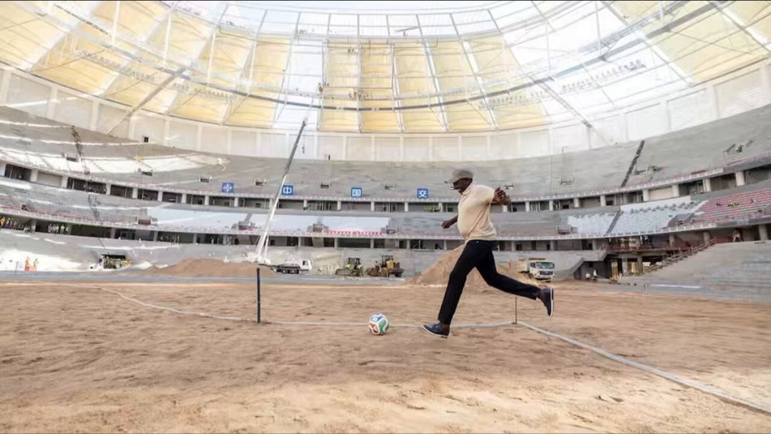 President William Ruto at the Talanta Sports City site in Nairobi during an inspection tour.