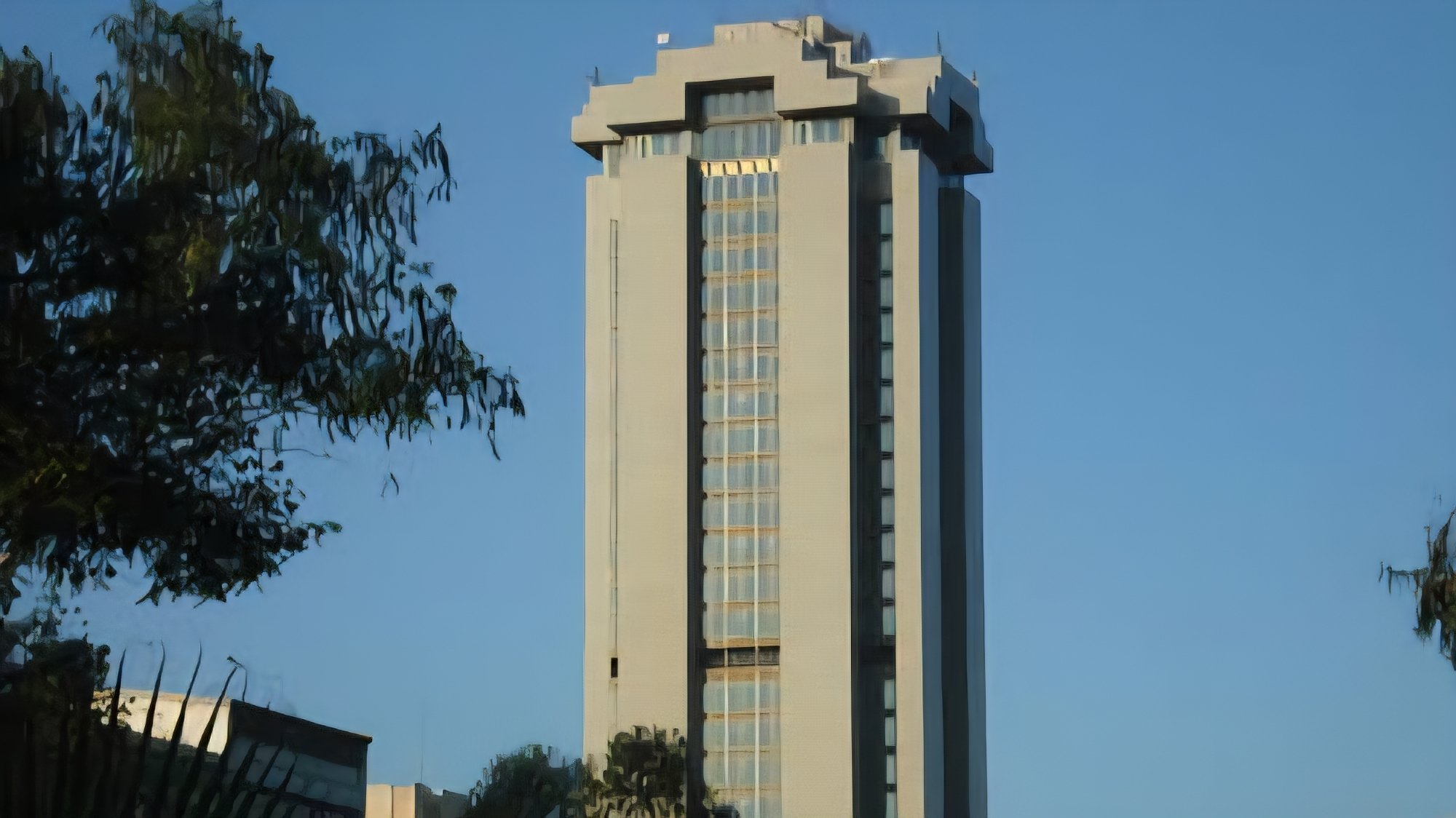 An architectural view of the Times Tower building in Nairobi, which was constructed by Mugoya Construction and Engineering Limited.
