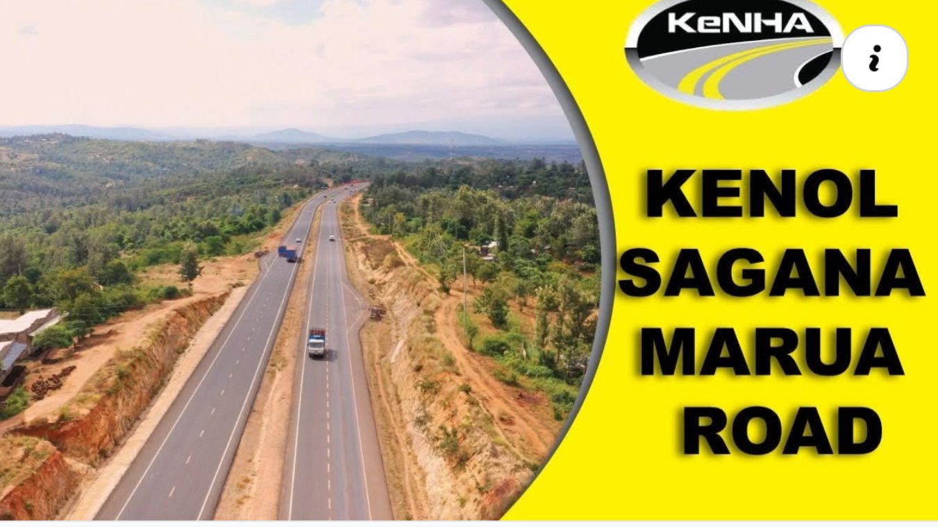 A view of the nearly completed Kenol-Sagana-Marua dual carriageway showing paved lanes and road markings by KeNHA