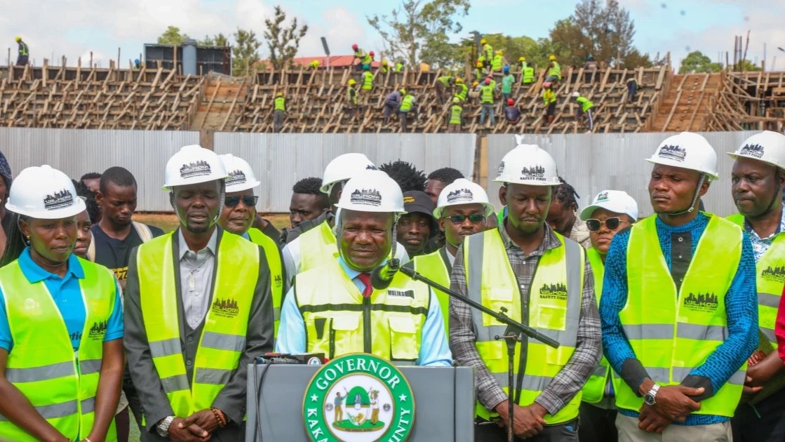 Construction continues at Bukhungu Stadium in Kakamega during Governor Fernandes Barasa's inspection on March 4, 2026, as the facility targets year-end completion for AFCON 2027 readiness.