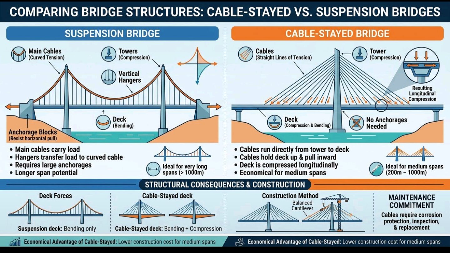 Cable-Stayed or Suspension Bridge: Structural Engineering Differences Explained