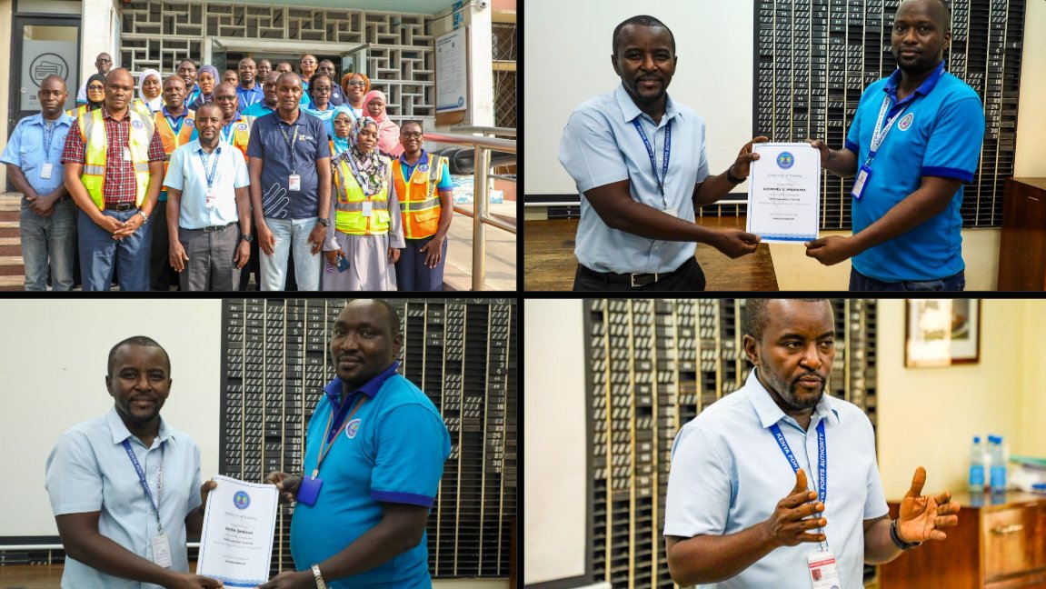 Kenya Ports Authority officials holding a certificate presentation ceremony at the Port of Mombasa facility.