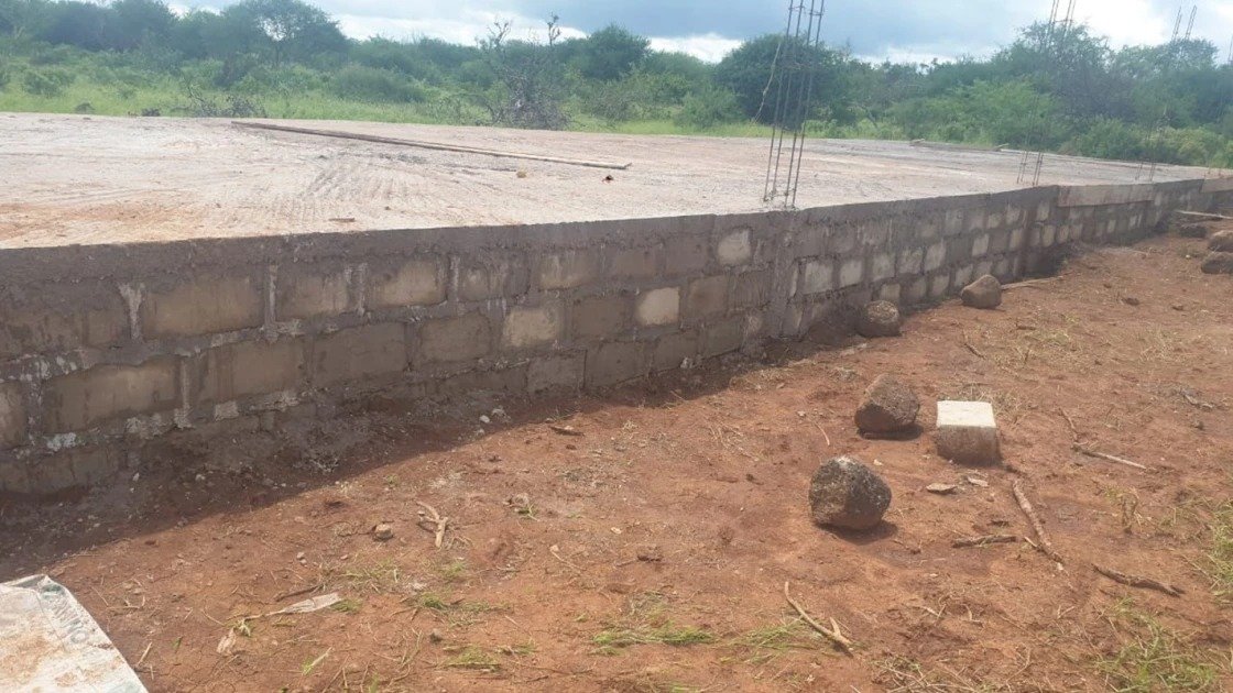 A view of the foundation and perimeter wall of the multi-agency security installation under construction at Basir.