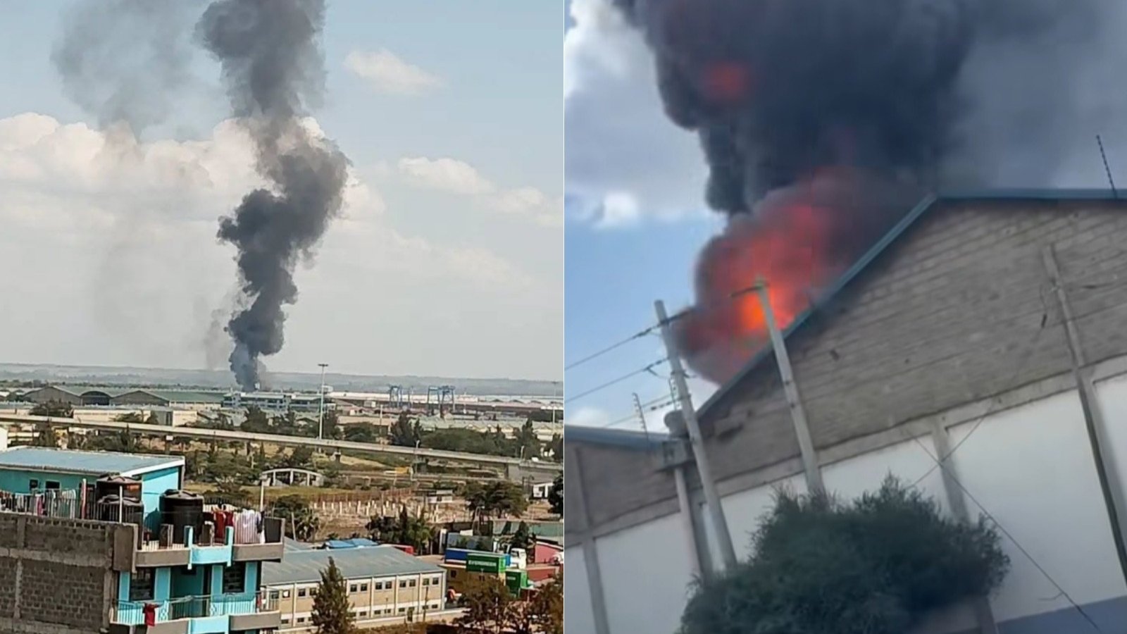Massive Fire Breaks Out at Factory in Wall Street Business Park Nairobi