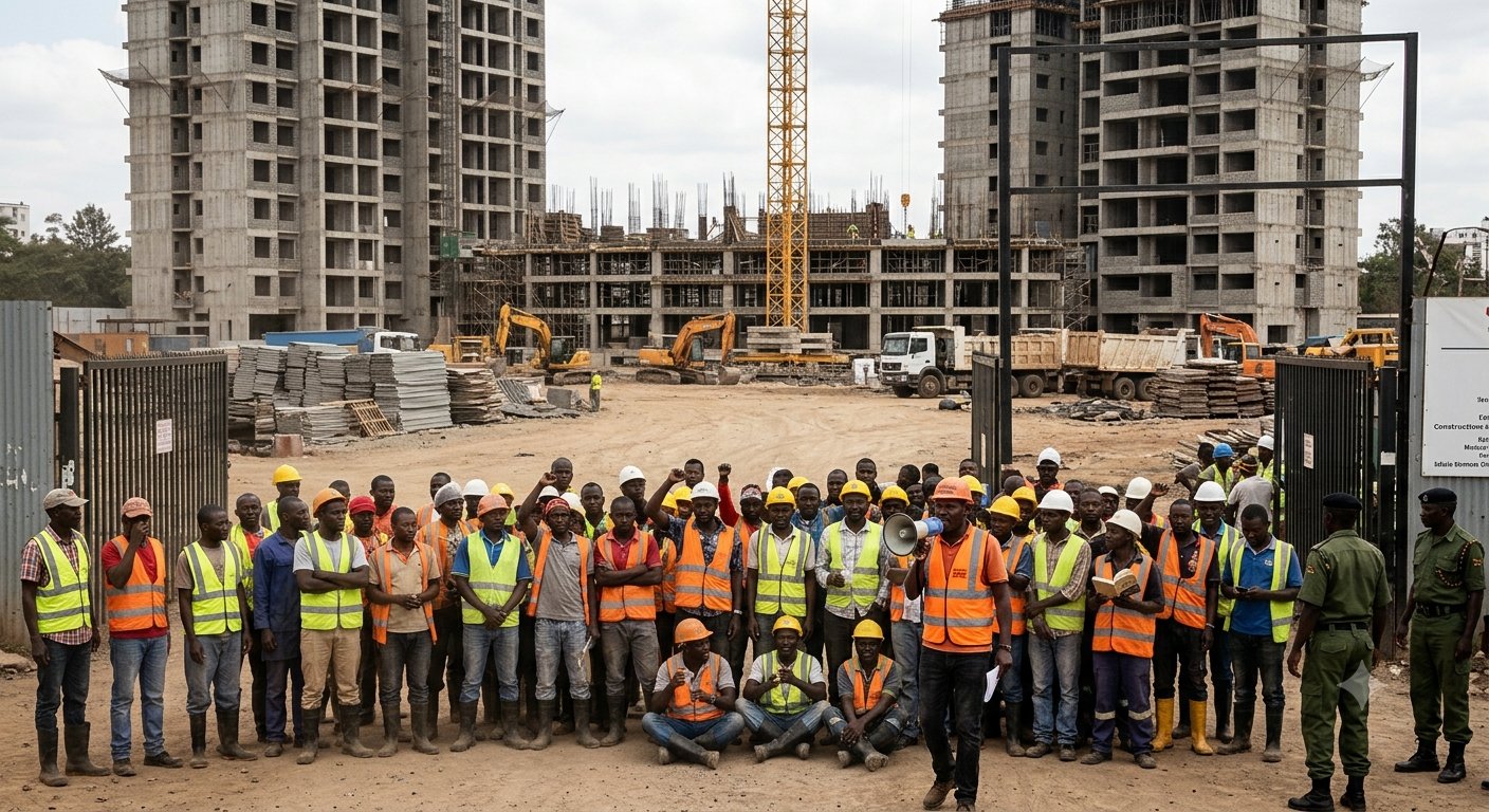 Workers at a Kenyan construction site