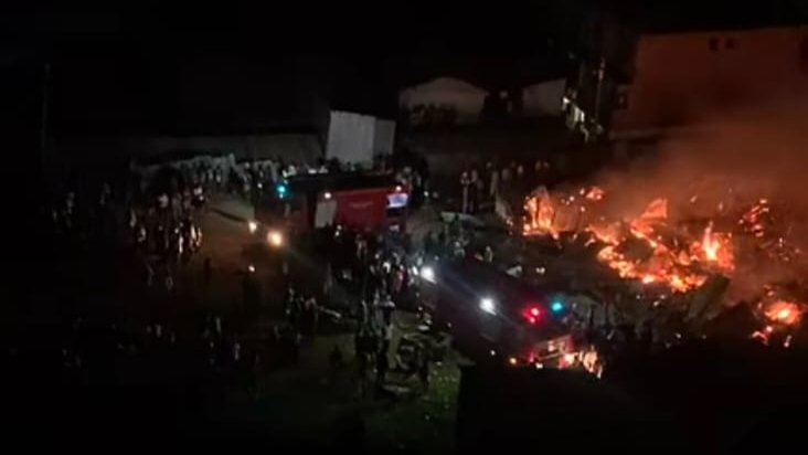 Firefighters respond to a major blaze that engulfed more than twenty households on Ngina Road near Dagoretti Law Courts on June 26, 2026.