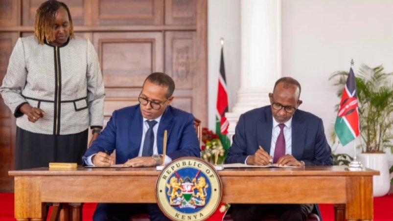 Health CS and partner during the signing witnessed by President William Ruto