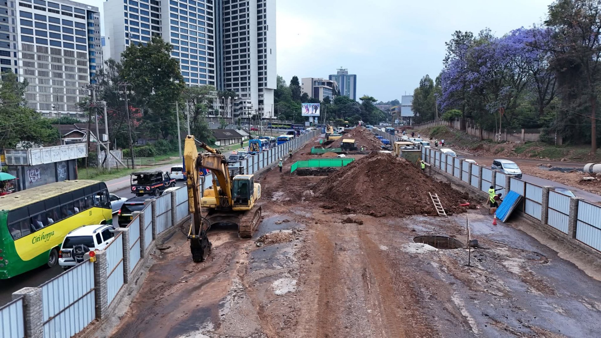 The ongoing construction of a viaduct along Kenyatta Avenue in Nairobi is a key infrastructure project being implemented by the Kenya Urban Roads Authority (KURA)