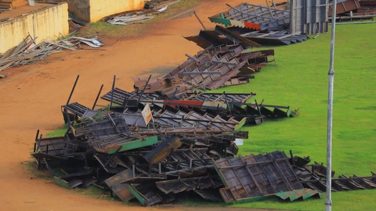 Aerial view of the ongoing construction and demolition works at Gusii Stadium in Kisii County.