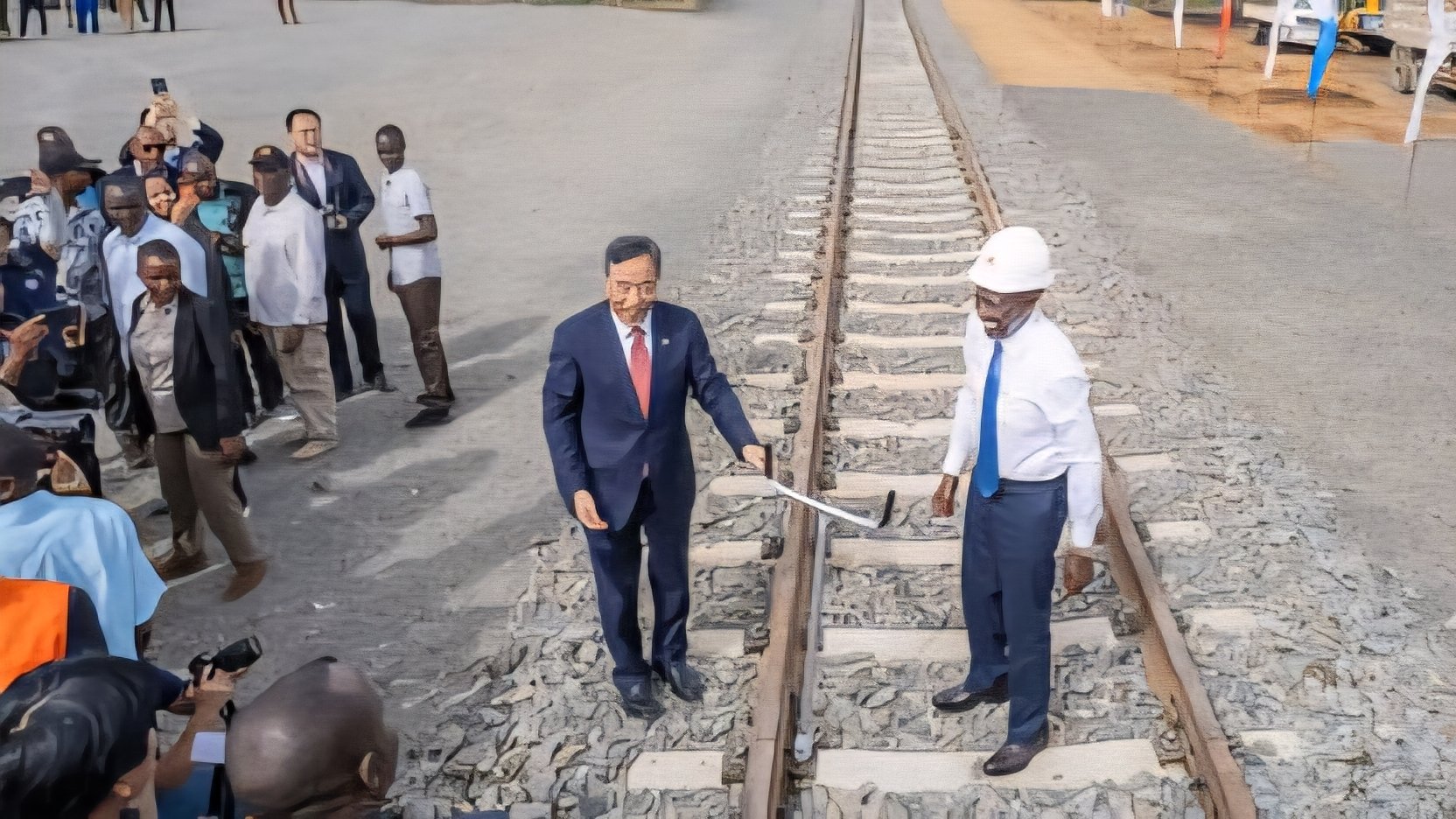 President Ruto and CCCC chairman during the launch of the extension