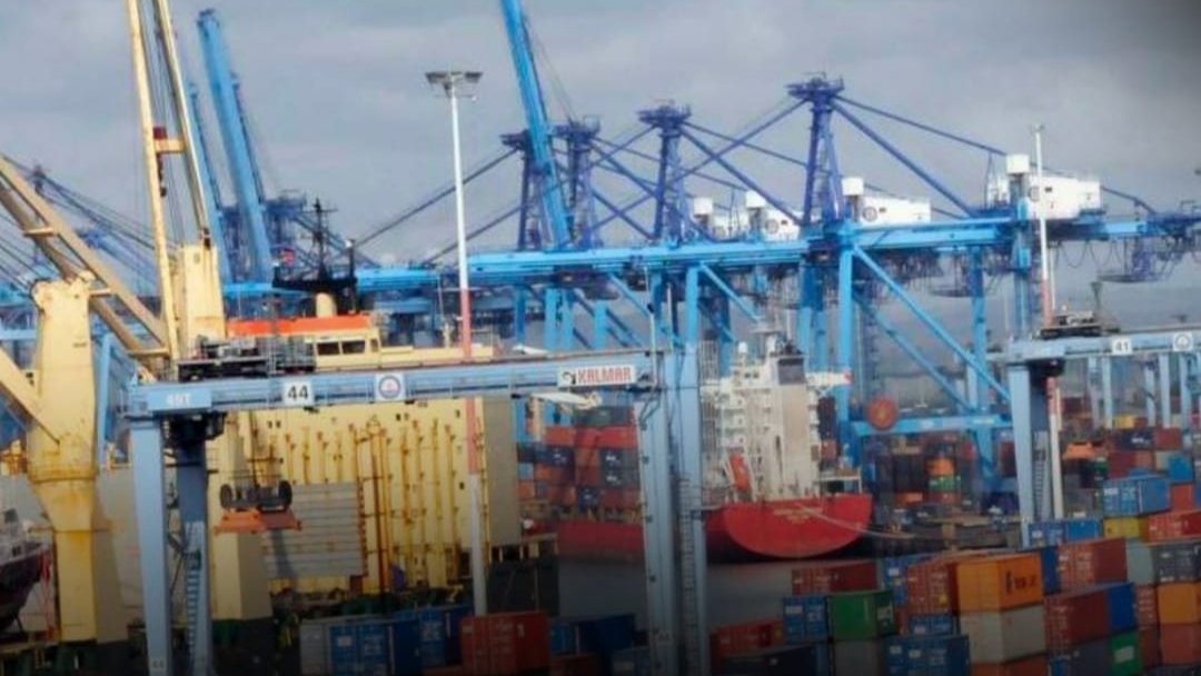 Shipping containers stacked at the Port of Mombasa