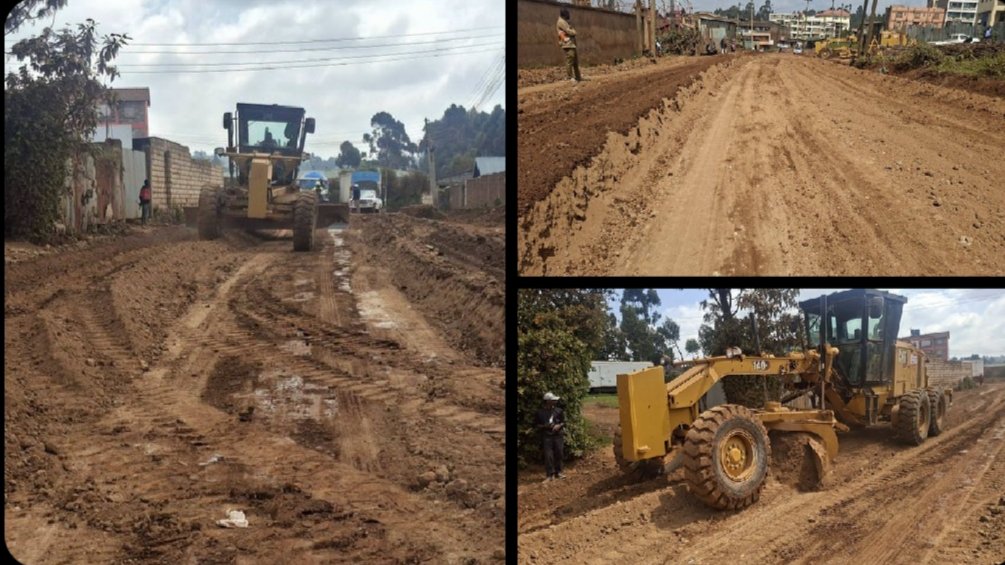 Construction works on the Bata-Kinyogori-Murengeti Road in Limuru