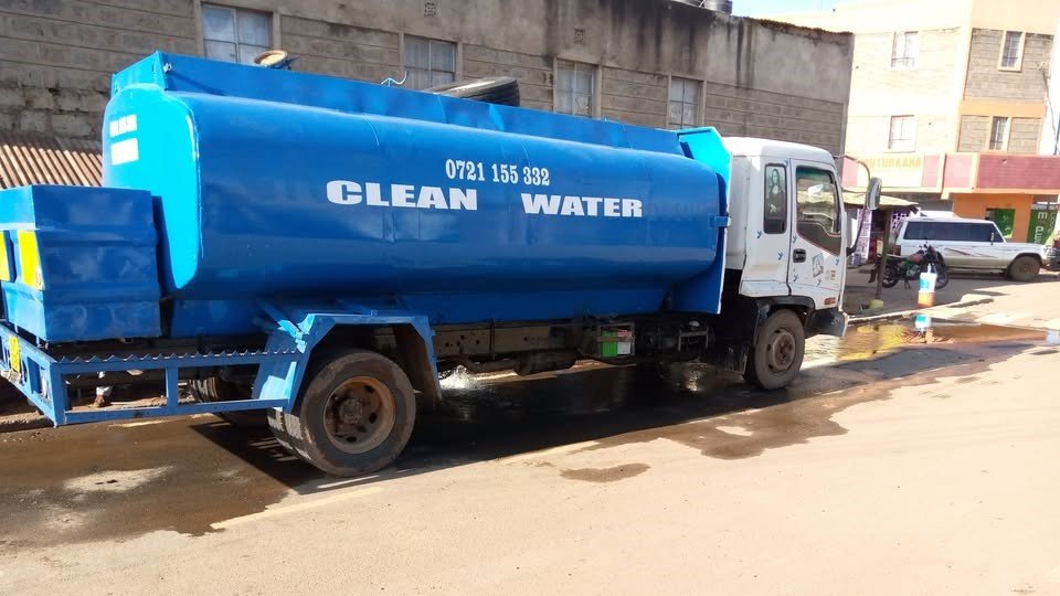 A clean water truck in Nairobi