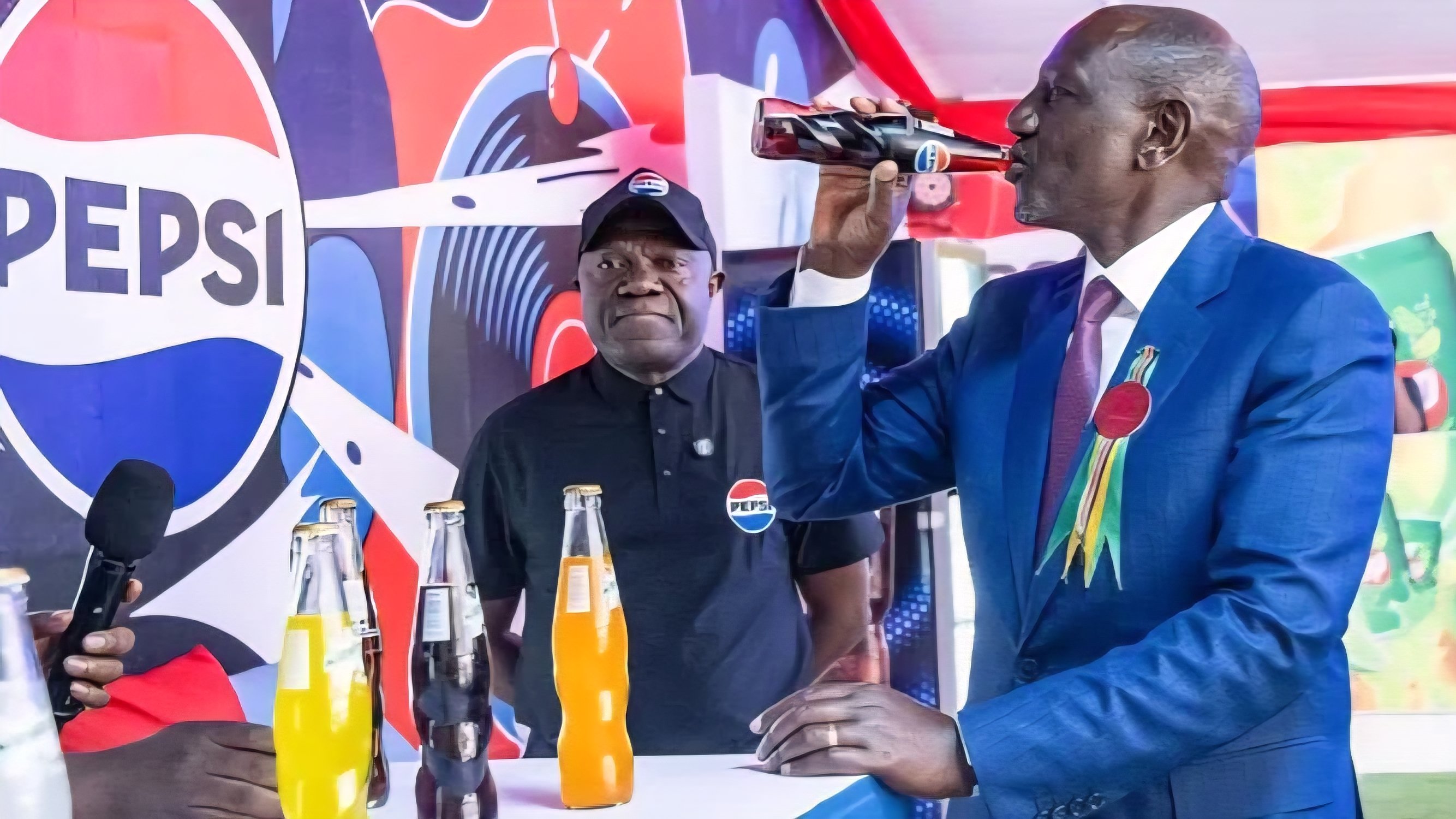 A wide-angle view of the official groundbreaking ceremony for the Varun Beverages plant in Kenya, showing dignitaries and construction site preparations.
