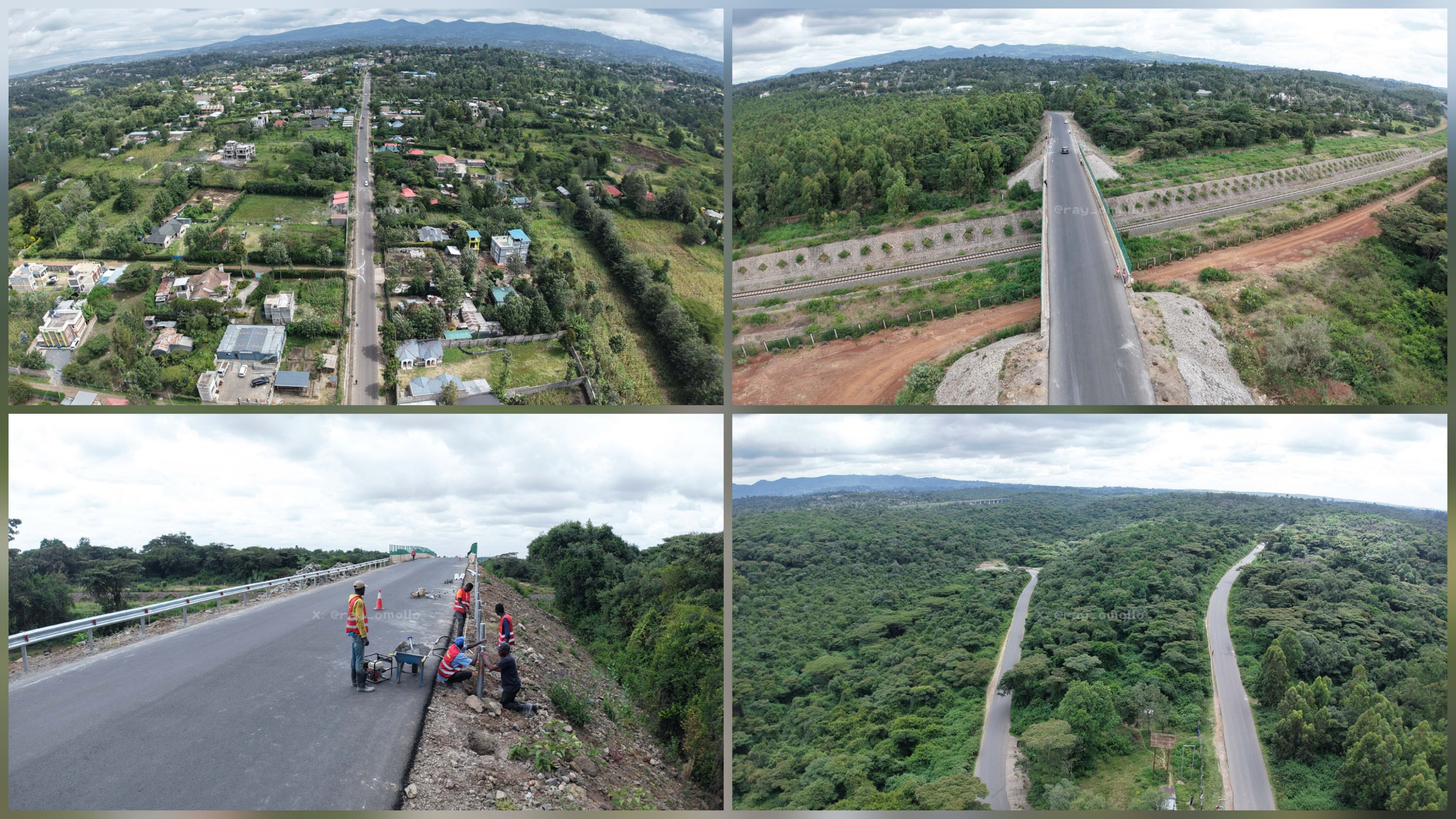 Aerial view from file 265458.jpg showing the newly paved Olkeri Road network as the asphalt standard surface cuts through the landscape of Kajiado North.