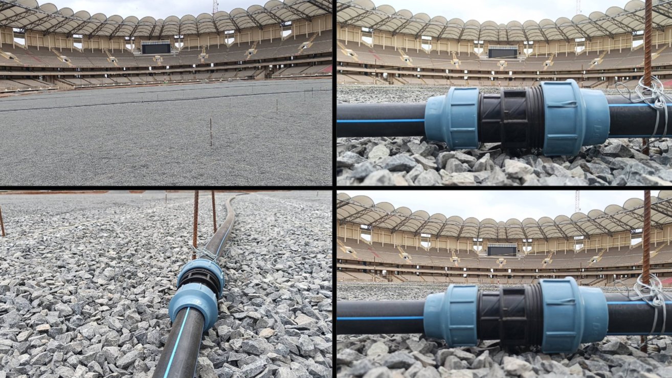 Images show irrigation pipeline laying at Kasarani Stadium pitch