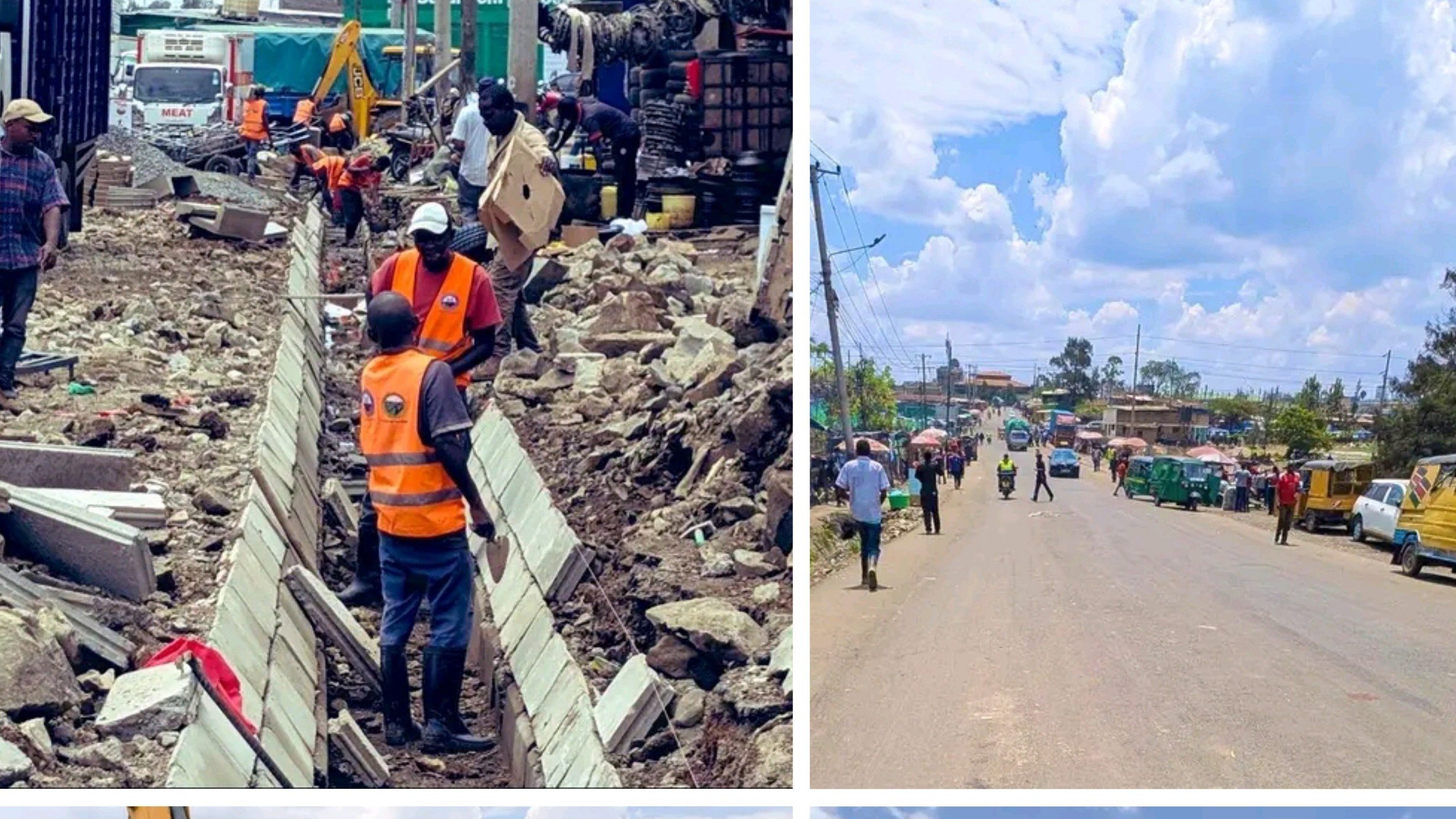 Workers and engineers upgrading roads and drainage systems along Lamu Road in Pumwani Ward, Nairobi.