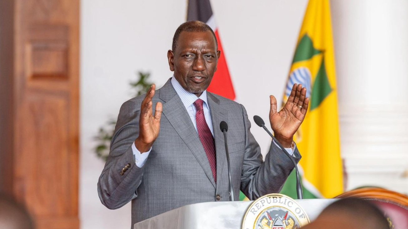 President William Ruto speaking at a podium during a national event in March 2026.