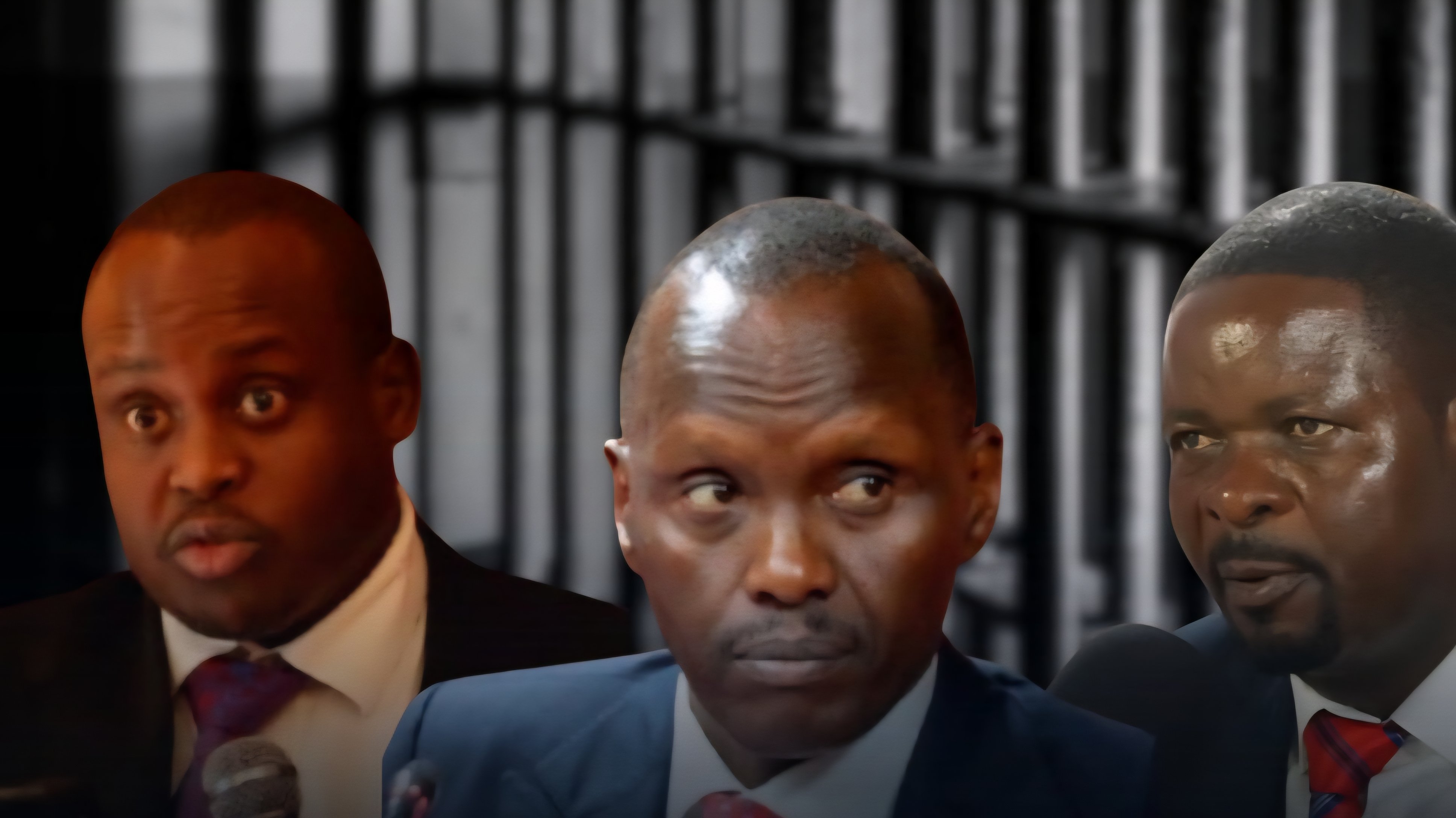 A news report graphic showing photos of Petroleum PS Liban Mohamed, KPC MD Joe Sang, and EPRA DG Daniel Kiptoo with a breaking news headline regarding their arrest by the DCI.
