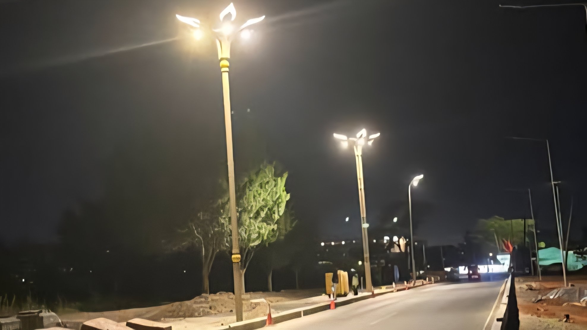 A night-time view of a highway in Nairobi near the JKIA turn-off.