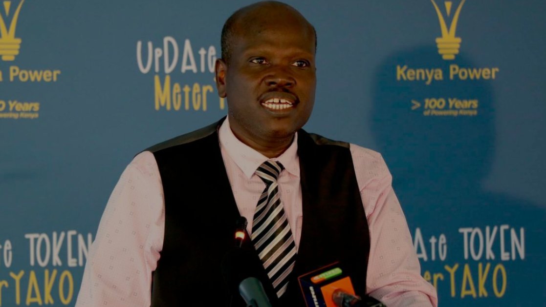 Kenya Power CEO Joseph Siror addresses the press during an energy sector update in Nairobi.
