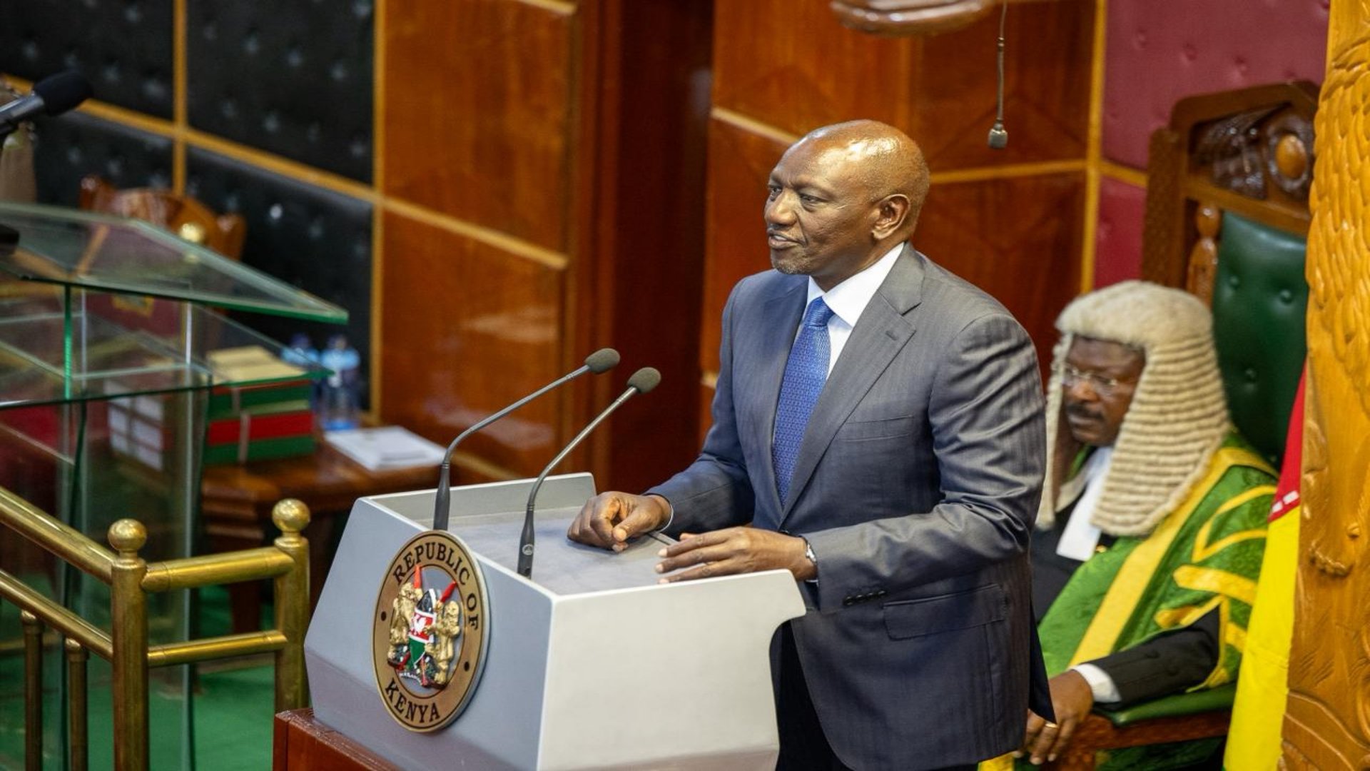 President William Ruto delivering the State of the Nation Address in Parliament outlining new road infrastructure projects