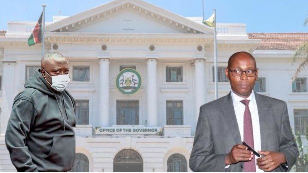 Chief Officer for Urban Planning Patrick Analo and Finance CEC Charles Kerich seated during an official Nairobi County meeting.