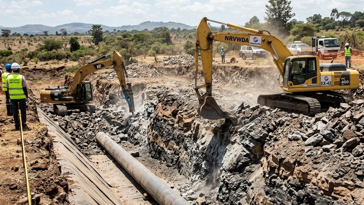 Rocky Terrain Complicates Trenching Works on Kipkarren Water Distribution Line