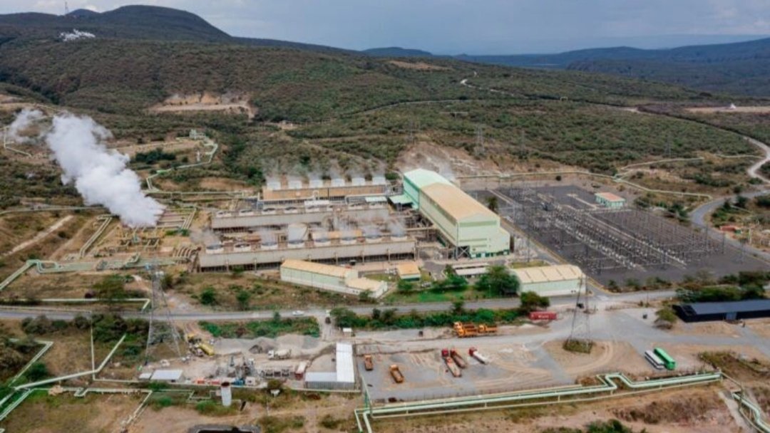 Aerial view of KenGen Olkaria geothermal facilities and industrial park in Naivasha
