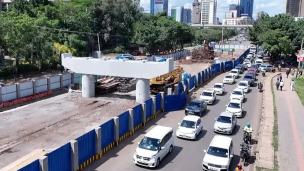 Construction of the Kenyatta Avenue-Upper Hill Viaduct along Valley Road, Nairobi