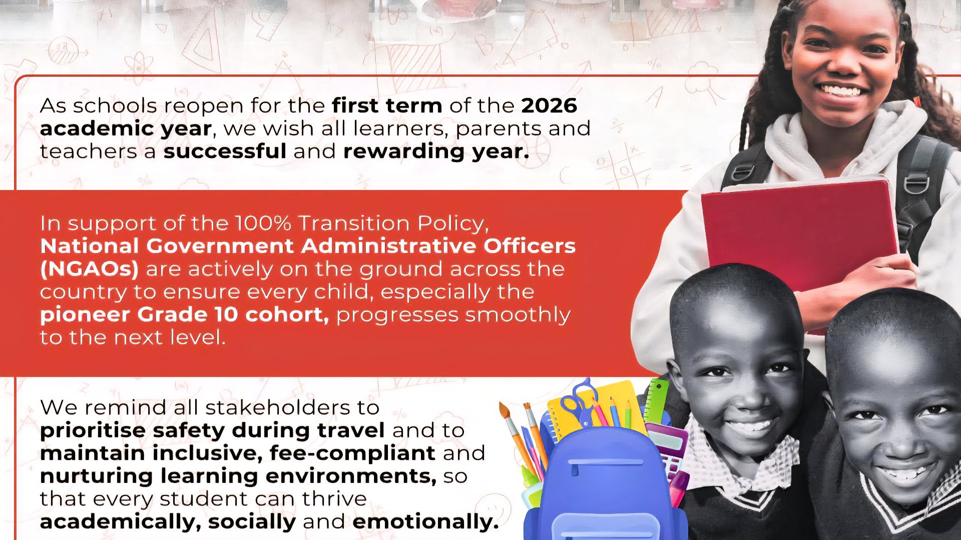 The declaration of the ministry of interior on 2027 grade 10 transition plans