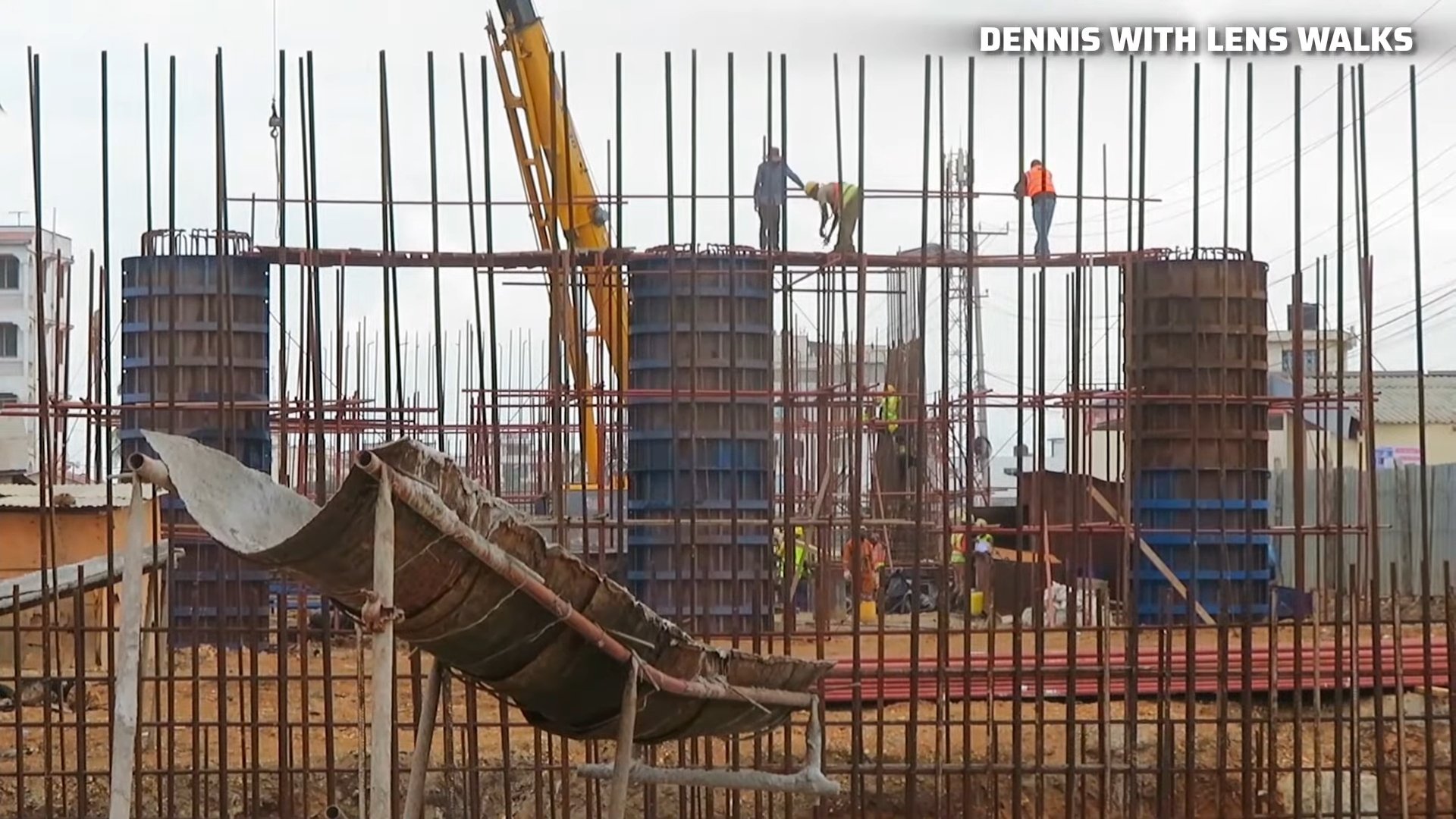 Crews perform structural steel fixing for the piers and abutments of the Bombolulu overpass under the Mombasa-Kilifi dualing program.