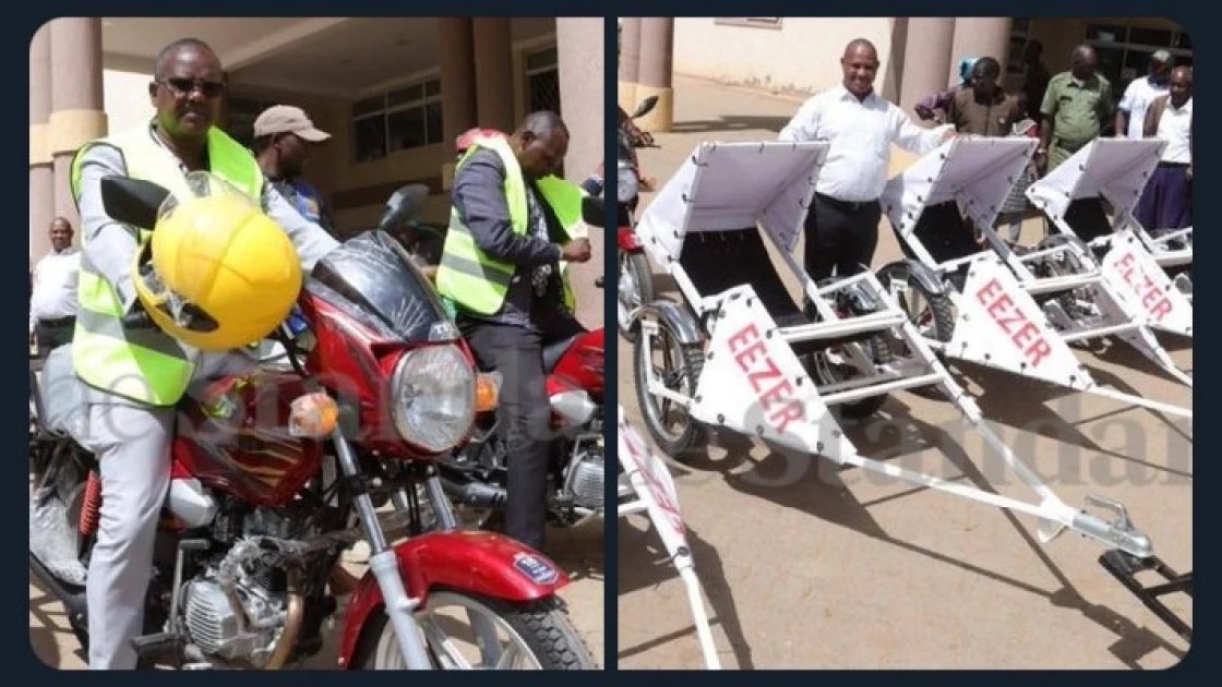 One of the modified boda boda motorcycles equipped with a sidecar stretcher and medical supplies, launched by Laikipia County on February 5, 2026, to ferry pregnant women from remote areas to health facilities amid widespread public criticism.