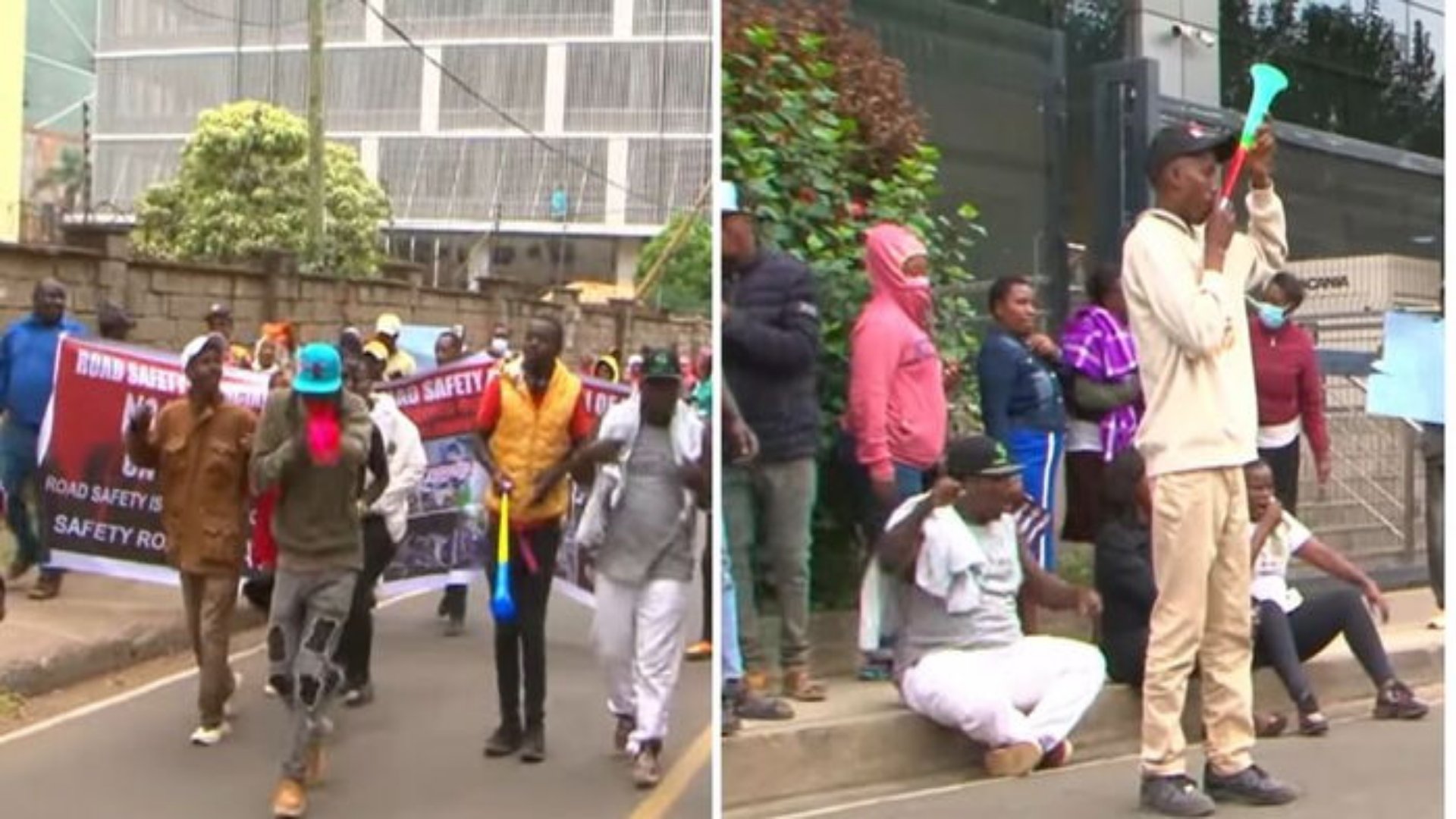 A screengrab collage of protesters outside the NTSA headquarters in Nairobi, October 22, 2025