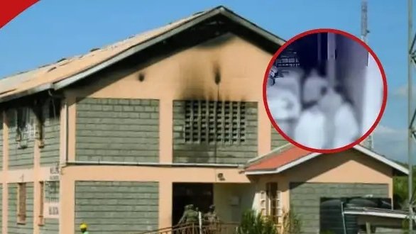Still image from CCTV footage aired in Kenyan media showing activity and smoke inside Cube 11