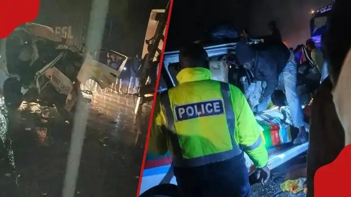 Scene of the lorry-matatu crash on the Nakuru-Eldoret highway