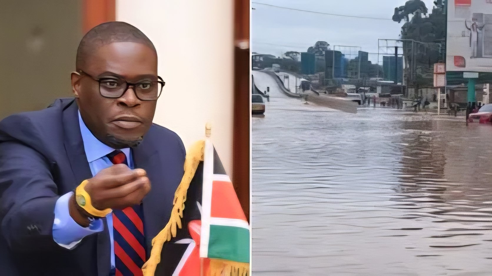 Nairobi Governor Johnson Sakaja speaking at a multi-agency meeting regarding flood mitigation.