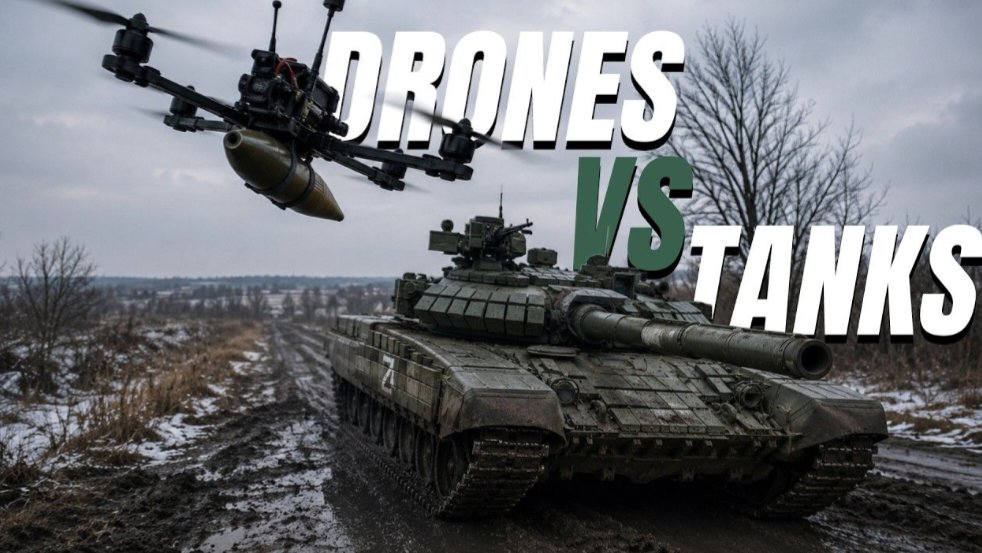 A military tank equipped with defensive cage armor navigating a muddy dirt track under an overcast sky as detailed in 262583.png.