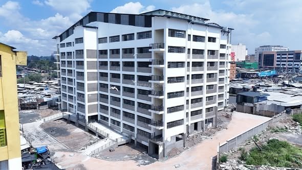The ongoing construction of the new multi-storey market at Gikomba