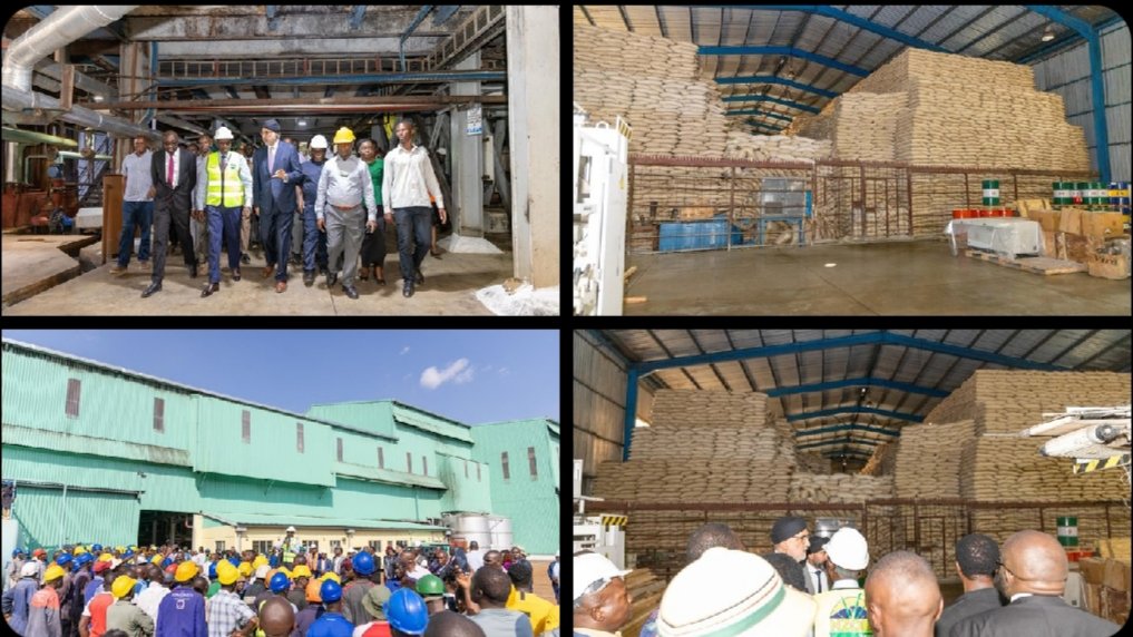 President Ruto visits the Nzoia sugar factory buildings.