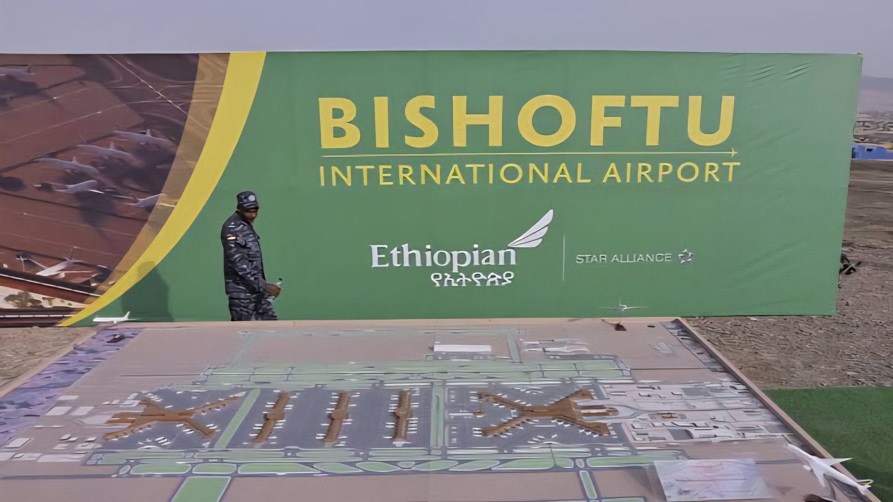 An architectural design of the Bishotu International airport in Ethiopia.