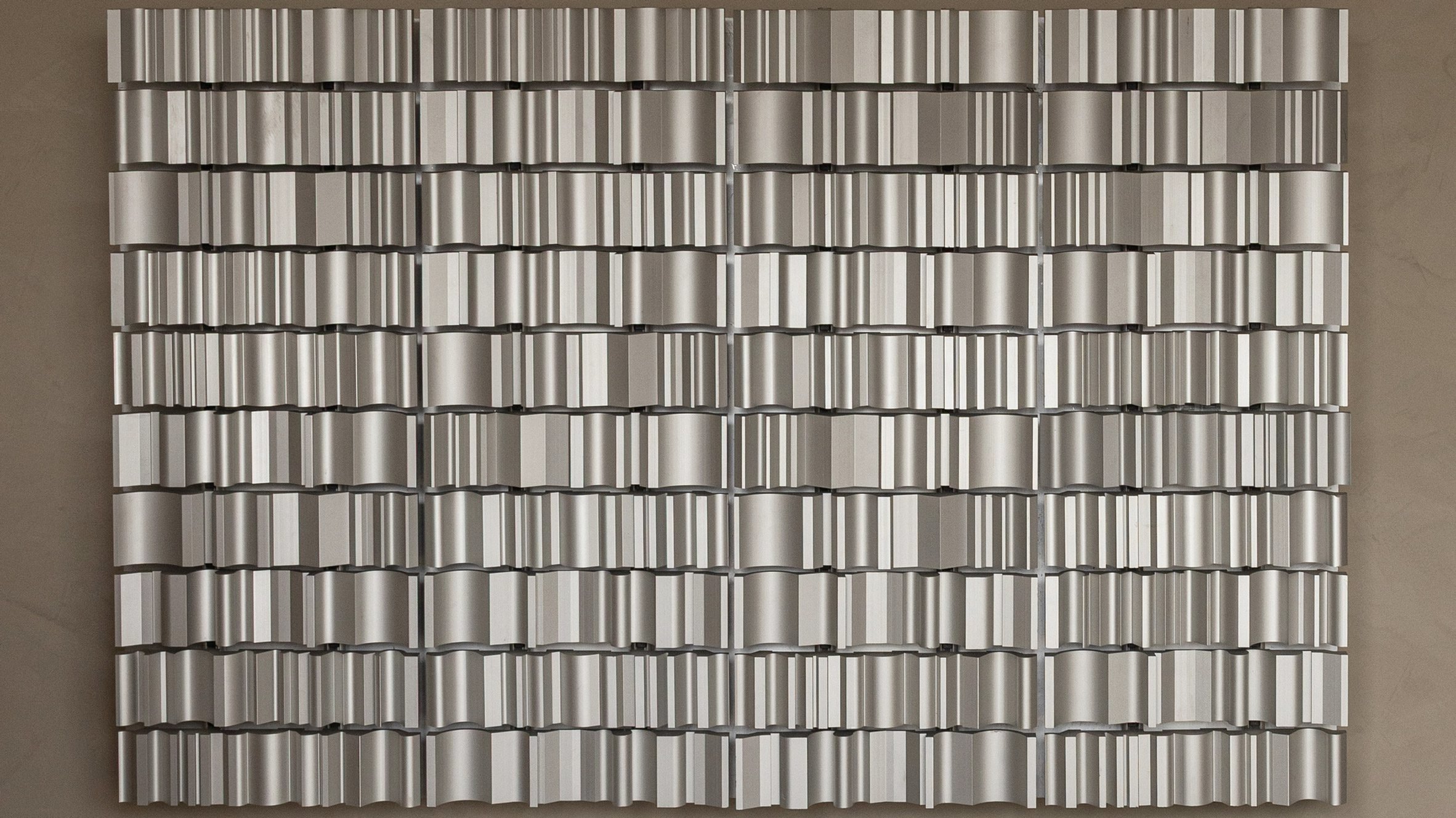 Close-up of the rippling aluminium brick facade on the 262 Fifth Avenue skyscraper in Manhattan.