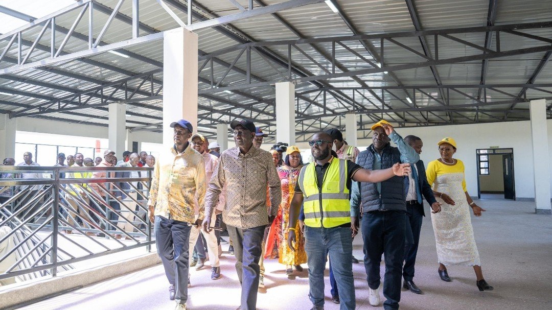 : President William Ruto during the handover of the Emurua Dikirr Modern Market in Narok County.