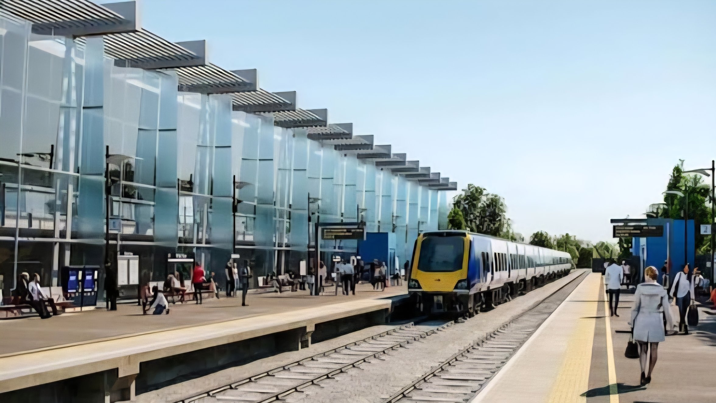 Partially completed White Rose railway station platforms under construction between Morley and Cottingley in West Yorkshire.