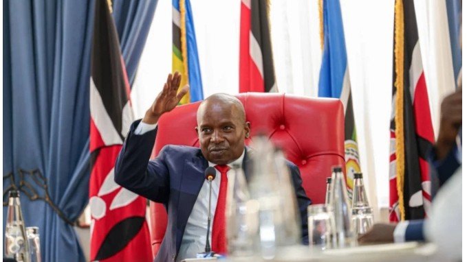 DP. Kithure Kindiki receiving updates on ongoing major roads and bridge infrastructure projects at his Karen residence office on February 18, 2026.