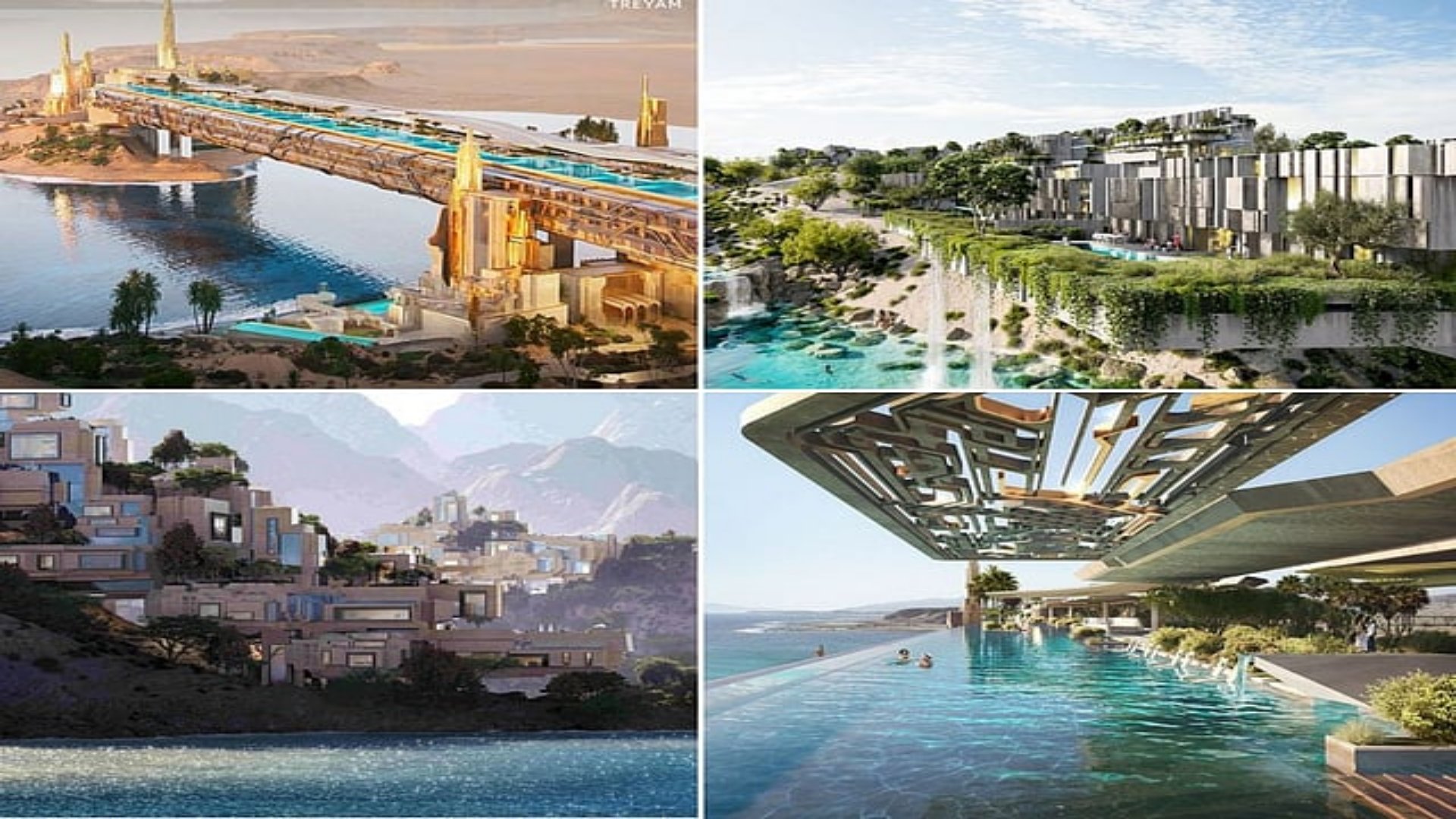 A photo collage of a large-scale construction site in Saudi Arabia featuring multiple cranes and the structural foundations of a modern high-rise building.