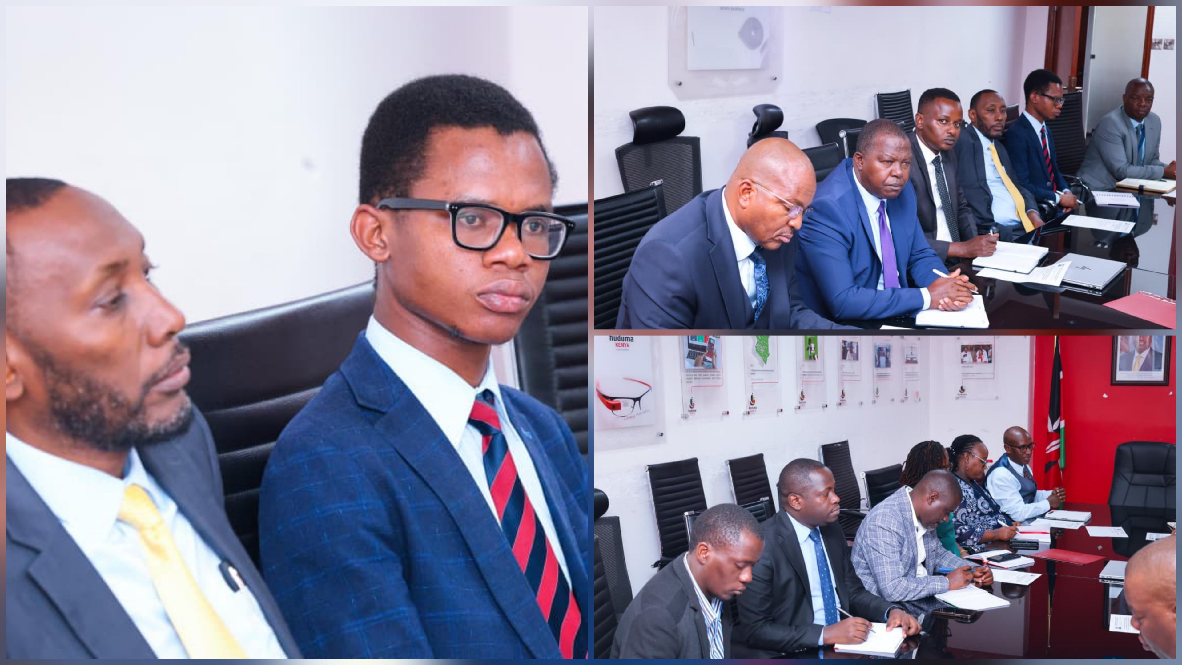 Huduma Kenya CEO Ben Kai and PPRA officials during a consultative meeting regarding the nationwide rollout of procurement services.