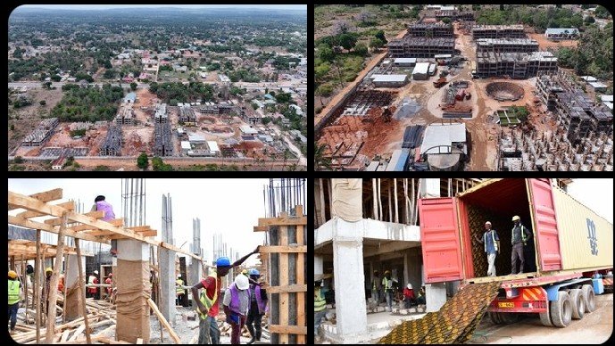 Construction of Tezo Affordable Housing Project in Kilifi North with workers on site inside a residential block.