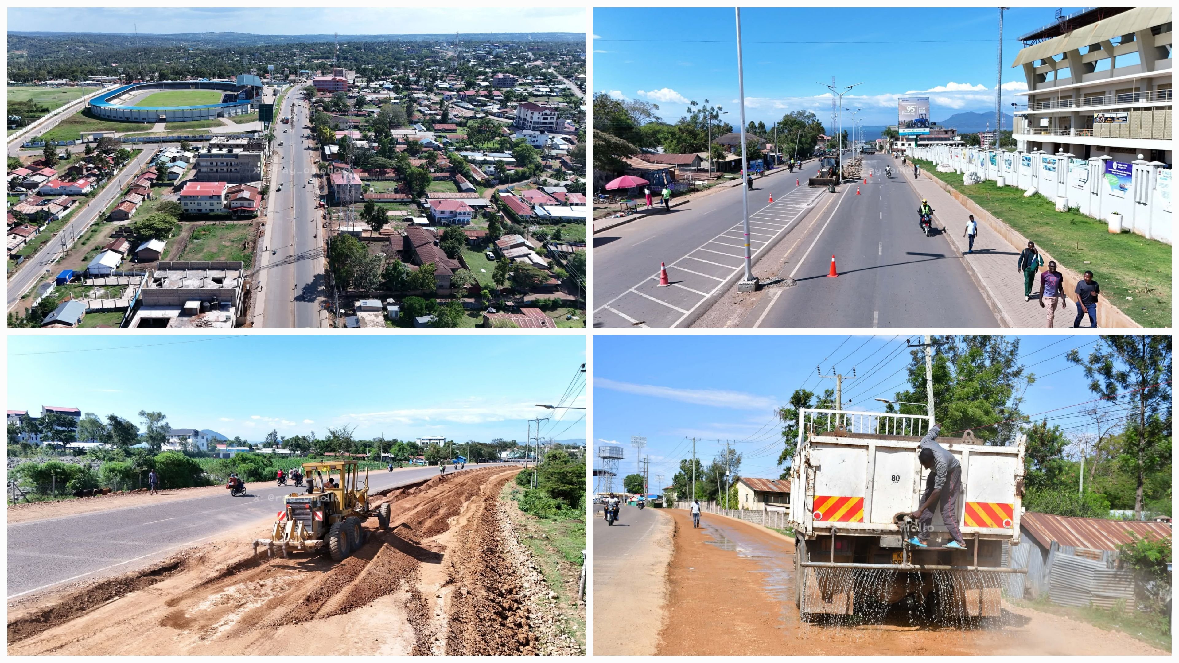 Capacity enhancement work underway on the Got Rabuor-Homa Bay Pier-Corner Kodoyo (B2) Road with construction machinery visible.