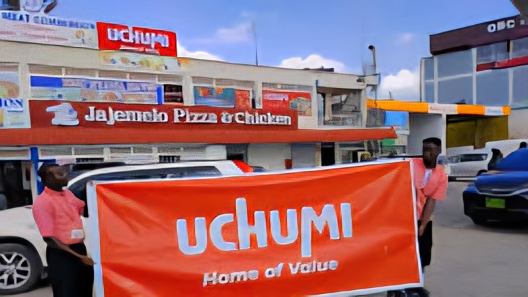 Exterior view of the new Uchumi Supermarkets branch building located in Kitengela along the Kajiado Road corridor.